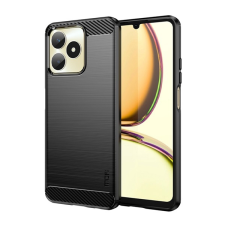 MOFI szilikon telefonvédő (közepesen ütésálló, légpárnás sarok, szálcsiszolt, karbon minta) FEKETE Realme C53 tok és táska