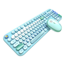 MOFII Lovely angol vezeték nélküli billentyűzet + egér kék (6950125752442) billentyűzet