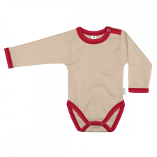 Mogyoró-piros hosszú ujjú baba body kombidressz, body