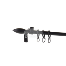 Mohács fekete 1 rudas fém karnis szett - 160 cm karnis, függönyrúd