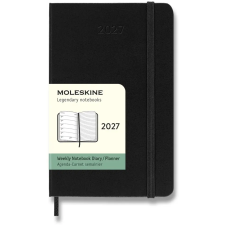 Moleskine 2027 S heti beosztású, kemény borítós, fekete idegen nyelvű könyv