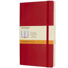 Moleskine L, puha borítóval, vonalas, piros füzet