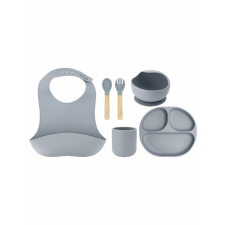 MoMi Set pentru diversificare din silicon, Momi Ami - Grey babaétkészlet