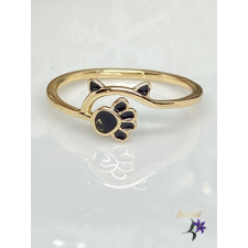  Moncsi antiallergén mancsos, cicafüles gyűrű tűzzománccal 18K - fekete gyűrű