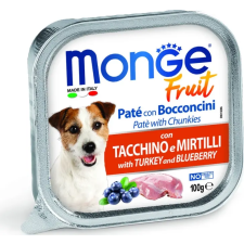 Monge Dog Fruit Paté&amp;Chunkies pulyka-áfonya 100 g kutyaeledel