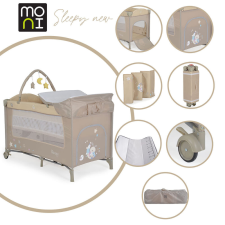 Moni Sleepy összecsukható luxus babaágy 2 szint bézs kiságy, babaágy