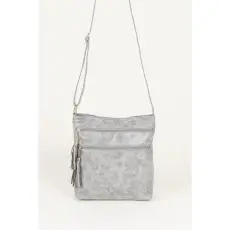  Monica & CO Női Koptatott Grafit Rostbőr Kis Méretű Oldaltáska
