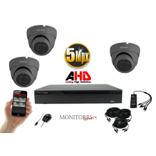  Monitorrs Security - AHD Dóm kamerarendszer 3 kamerával 5 Mpix - 6044K3 megfigyelő kamera