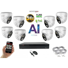 Monitorrs Security - AI IP Dóm kamerarendszer 8 kamerával 5 Mpix - 6370K8 megfigyelő kamera