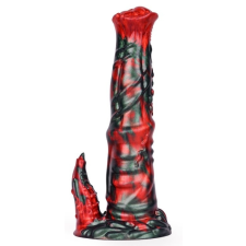 MONSTERED Iktorix – prémium szilikon dildó, 20 cm - fekete-piros műpénisz, dildó