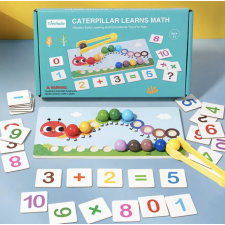  Montessori fából készült hernyó gyöngy színes és matematikai társasjáték kreatív és készségfejlesztő