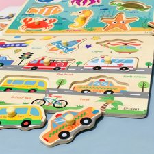 Montessori fejlesztő fa puzzle játék puzzle, kirakós