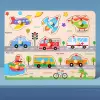  Montessori fejlesztő fa puzzle játék - Járművek 1