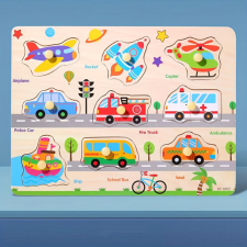 Montessori fejlesztő fa puzzle játék - Járművek 1 puzzle, kirakós
