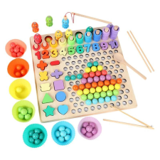 Montessori Gyöngy Mozaik És Horgászós többfunkciós clip beads Fa Fejlesztőjáték kreatív és készségfejlesztő