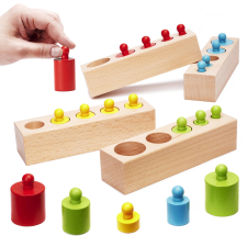 Montessori színes fa hengerek fajáték