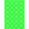 MOS Etikett címke színes kör 40 mm-es átmérő kerek zöld 24 db/ív, 25 ív/csomag