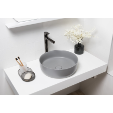 Mosdó lapra SAT Infinitio 39x39 cm szürke mat csaptelep nyílás nélkül SATINF3939LGRM csaptelep