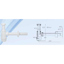  Mosdószifon mosógép csatlakozó és leeresztő nélkül, 32mm átmérővel (Mosdószifon mosógép csatlakozó és) beépíthető gépek kiegészítői