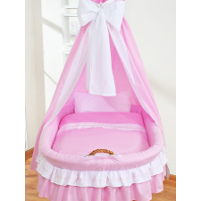  Moses Basket fonott függönyös kiságy Bellamy - natúr + rózsaszín ágyneműhuzat babakocsi kiegészítő