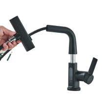  Mosócsaptelep, digitális hőmérséklet-kijelző, emelődaru, fekete csaptelep