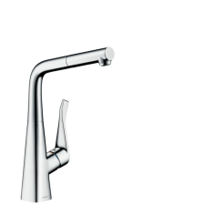 Mosogató csaptelep Hansgrohe Metris kihúzható zuhannyal króm 14781000 csaptelep
