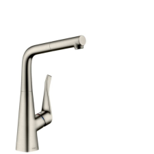 Mosogató csaptelep Hansgrohe Metris kihúzható zuhannyal rozsdamentes acél megjelenés 73812800 csaptelep