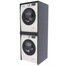  Mosógép-szárítógép szekrény, fekete fürdőszobai oszlopszekrény polccal, MK fürdőszoba bútor