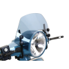Moto Nostra Szélvédő fekete konzolokkal Moto Nostra w=340mm, h=105mm Vespa PX80, PX125, PX150, PX200, LML 125/150 Star/Stella szürke színű, sötétített szürke szélvédő Moto Nostra Vázak, idomok, kiegészítők Szélvédők