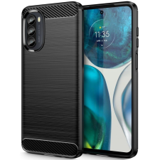Motorola Moto G52 / G82, Szilikon tok, közepesen ütésálló, szálcsiszolt, karbon minta, fekete tok és táska