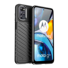 Motorola Szilikon telefonvédő (ütésállóság, csíkos, dombor minta) FEKETE tok és táska