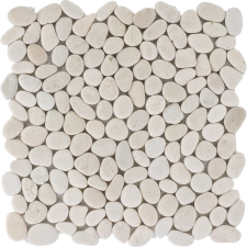 Mozaiklap folyami kavics matt fehér 30 cm x 30 cm csempe