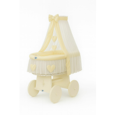  Mózeskosár fonott függönyös kiságy Amelie - fehér + krémszínű ágyneműhuzat babakocsi kiegészítő