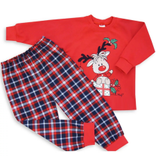 MROFI 2 Részes Karácsonyi Pamut Pizsama - Piros Rénszarvasos 104 gyerek hálóing, pizsama