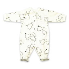 MROFI Pamut Ujjas Rugdalózó - Krém Fekete Kutyás 68 (elől patentos) rugdalózó