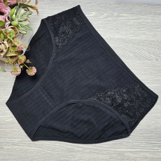 MST Magas derekú BORDÁZOTT női alsó EXTRA méret (mama bugyi) 4XL, Fekete