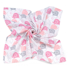MTT Nagy textil pelenka (120x120) - Fehér alapon rózsaszín elefántok mosható pelenka