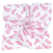 MTT Nagy textil pelenka (120x120) - Fehér alapon rózsaszín tollak mosható pelenka
