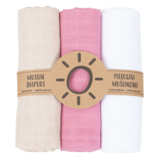 MTT Textil pelenka 3 db + Mosdatókesztyű - Bézs, fehér, rózsaszín mosható pelenka