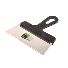 MTX 250mm 4x4mm fogazott spatulya rozsdamentes, műanyag nyéllel kifutott kőműves és burkoló szerszám