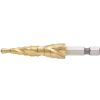 MTX 4-12mm HEX lépcsõsfúró csavart horony, 2 éllel hatszög befogással TIN