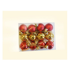  Műanyag gömb 3 cm-es, 12 db-os - arany, piros karácsonyfadísz