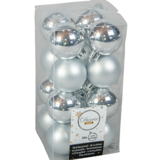  Műanyag gömb ezüst 4cm 16db-os karácsonyfadísz