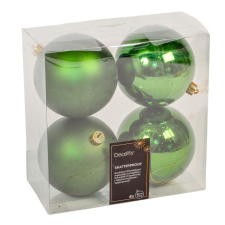  Műanyag gömb fenyő zöld 10cm 4db-os csomag karácsonyfadísz