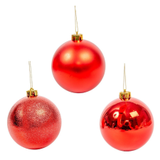  Műanyag gömb piros mix 12cm dekorációs kellék