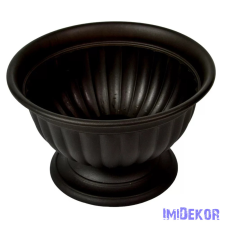  Műanyag kerek talpas bordás tál D26cm M16cm - Grafit dekorációs kellék