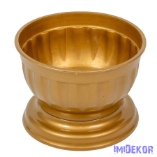  Műanyag közepes talpas tál D15cm M10,5cm - Arany dekorációs kellék