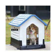  Műanyag kültéri, vízálló, ablakos kutyaház 73*60*66,5 szállítóbox, fekhely kutyáknak