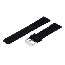  Műanyag szíj, fekete színű szíj, ezüst színű zárral, 22 mm óraszíj