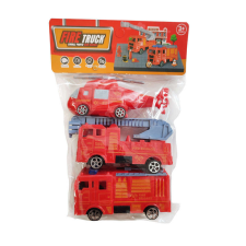  Műanyag tűzoltó járművek 3 db 10 cm autópálya és játékautó